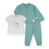 Mayoral Baby Girl Zip Sweatshirt, Tee & Joggers Set ~ Emerald