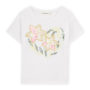 Billieblush Sequin Floral s/s T-shirt 7-12 ~ White