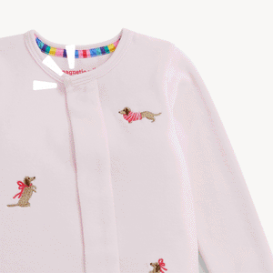 Magnetic Me Embroidered Velour Footie ~ Pink Dogs