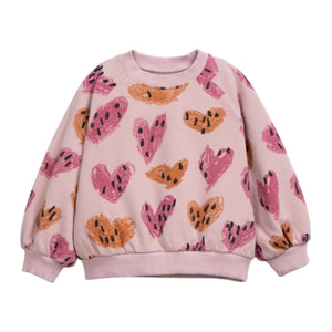 Play Up Girls Hearts Print Fleece Sweatshirt & Skirt Set ~ Rose