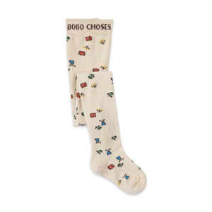 Bobo Choses Baby Blossom Print Tights ~ Off-White