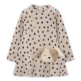 Mayoral Girls Jacquard Knit Dress w/ Puppy Bag ~ Quinoa Vig