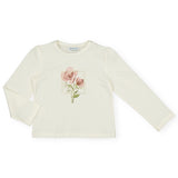 Mayoral Girls Flowers l/s T-Shirt ~ Natural/Pink