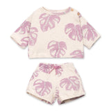 Play Up Baby Hibiscus Print s/s Sweatshirt & Sweatshorts Set ~ Oatmeal