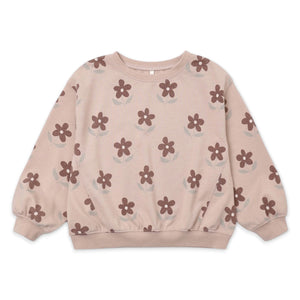 Rylee + Cru Girls Oversized Sweatshirt & Wide Leg Sweatpants Set ~ Daisy/Rosewood