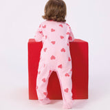 Petit Bateau Front Snap Heart Print Footie ~ Pink