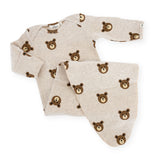 Oh Baby! Teddy Bear Faces Printed Knotted Gown ~ Malt