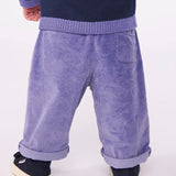 Petit Bateau Baby Floral l/s Blouse w/ Ruffles & Corduroy Pants Set ~ Cream/Purple