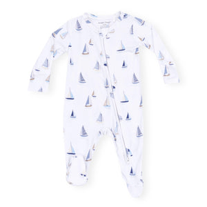 Angel Dear 2 Way Zipper Footie ~ Sailboats Blue