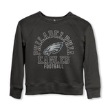 Junk Food Kids Eagles Flocked Raglan Sweatshirt ~ Vintage Black