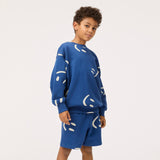 Molo Monti Sweatshirt & Amil Shorts Set ~ Big Smiles Blue