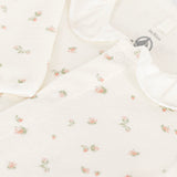 Petit Bateau Velour Front Snap Floral Footie w/ Ruffle Collar ~ White Multi