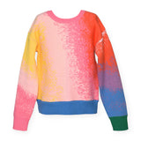 Hannah Banana Rainbow Color Block Sweater ~ Pink Multi