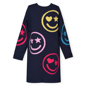 Hannah Banana Emoji Knit Dress ~ Navy Multi