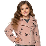 Baby Sara Embroidered Bows Sherpa Jacket ~ Dusty Pink