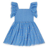 Stella McCartney Girls Sleeveless Frilled Tulle Dress w/ Flowers Embroidery ~ Blue