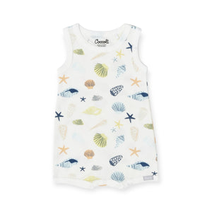Coccoli Printed Short Romper ~ Seashells/Cream