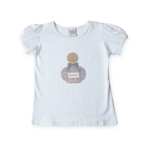 Sparkle Sisters Perfume Bottle Puff Sleeve Tee ~ White