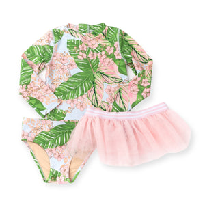 Shade Critters Baby l/s Rashguard Set w/ Tutu ~ Botanical Palms
