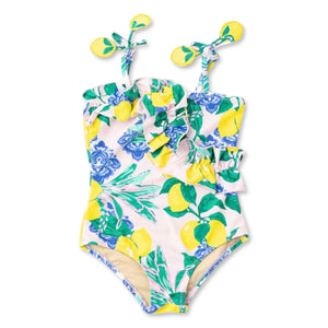 Shade Critters Santorini Citrus Tie Shoulder Ruffle Swimsuit ~ Multi