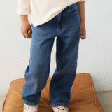 Mayoral Girls Crystal Embellished Denim Pants ~ Medium Wash