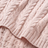 Elegant Baby Horseshoe Cable Knit Blanket ~ Blush