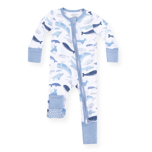 Angel Dear 2 Way Zipper Convertible Romper ~ Blue Whales