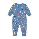 Petit Bateau Back Snap Space Print Footie ~ Blue Multi