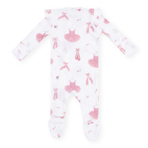 Angel Dear 2 Way Zipper Ruffle Sleeve Ribbed Footie ~ Ballet Things