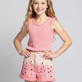 Hannah Banana Ribbed Embroidered Trim Tank Top 7-12 ~ Coral