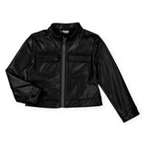 Mayoral Girls Faux Leather Moto Jacket ~ Black