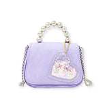 Tiny Treats Metal Pearl Handle Heart Bag