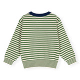 Petit Bateau Boys Knit Striped Sweater ~ Green/Cream