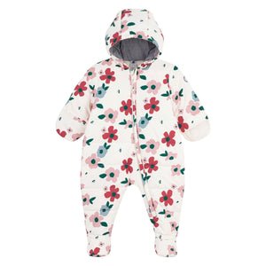 Petit Bateau Baby Hooded Floral Snowsuit ~ Cream Multi