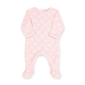 Coccoli Back Snap Velour Footie ~ Stars/Pink