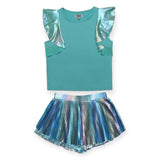 MIA New York s/s Flutter Top & Pleated Skort Set ~ Blue