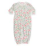 Baby Steps Watercolor Floral Convertible Gown ~ White Multi