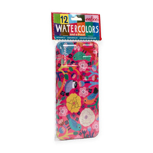 eeBoo Birds in Fuchsia Watercolors Paint Tin