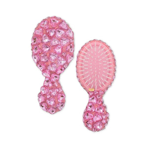Bari Lynn Pink Heart Jeweled Hair Brush