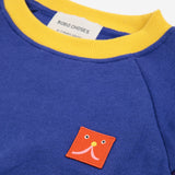 Bobo Choses Funny Face Raglan Sweatshirt & Color Block Pleated Skirt Set ~ Blue