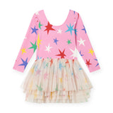 Stella McCartney Girls Large Stars & Tulle Leotard Dress ~ Pink Multi