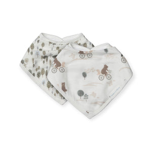 Loulou Lollipop Muslin Bandana Bib Set ~ Bears on Bikes