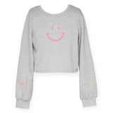 Hannah Banana Smiley Sweatshirt & Shorts w/ Drawstrings Set ~ Gray