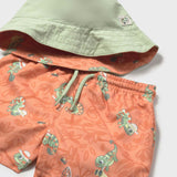 Mayoral Baby Boy Chameleon Tank Top & Swim Trunks w/ Bucket Hat Set ~ Natural/Clay
