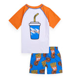 Appaman Boys s/s Rash Guard & Mid Length Swim Trunks Set ~ Burgers & Fries