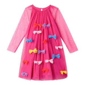 Stella McCartney Girls l/s Tulle Dress w/ Multicolor Bows ~ Pink