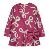 Mayoral Girls Jacquard Knit Dress w/ Bow Bag ~ Raspberry
