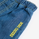 Bobo Choses Baby Pixel Abduction l/s T-shirt & Taxi Saurus Denim Pants Set ~ Red/Midnight Blue