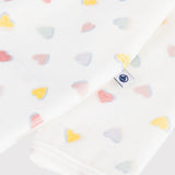 Petit Bateau Velour Multi Heart Print Romper ~ White Multi
