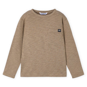 Mayoral Boys Ribbed l/s Shirt w/ Pocket ~ Caramel